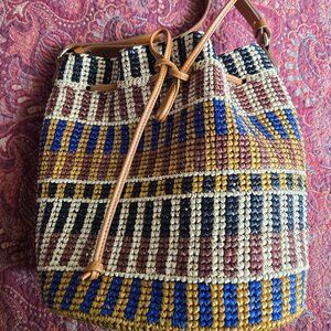 Sezane Rafia Farrow Bucket Bag